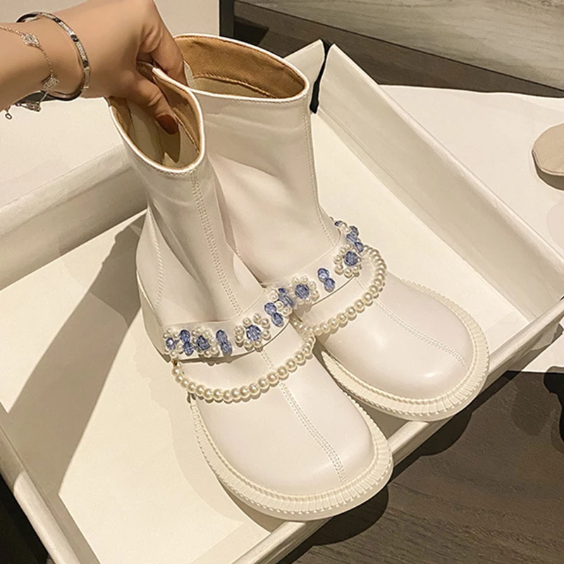 

Модные женские ботинки; Сезон весна-осень; Коллекция 2021 года; Обувь с круглым носком на высоком квадратном каблуке в британском стиле; Женск...