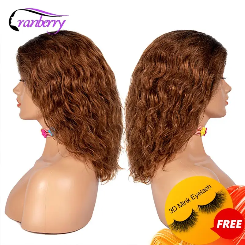 

Cranberry Hair Ombre Natural Wave Wig T1B/27 Color Deep Part Lace Wig Remy Brazilian Human Hair Wigs For Women Black Roots