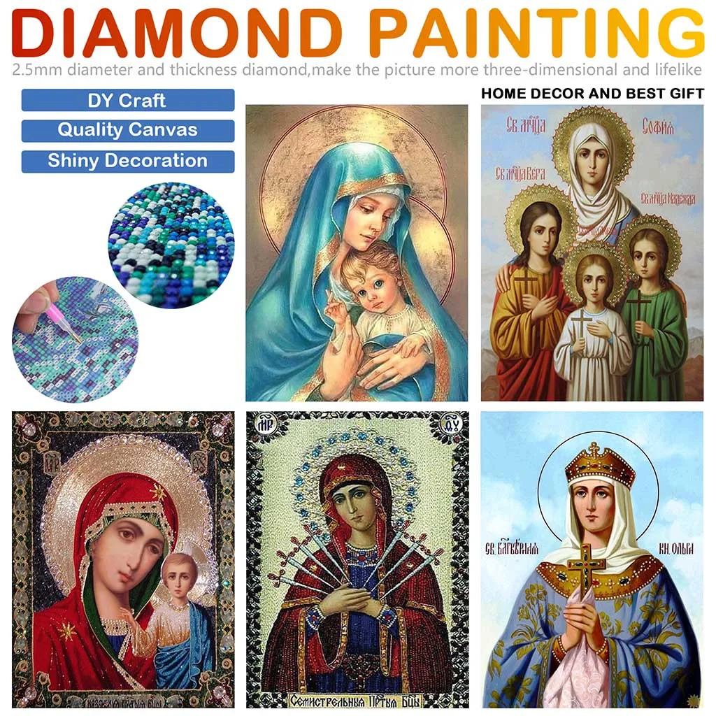 5D Алмазная мозаика сделай сам религиозная икона кристалл полностью