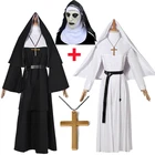 Костюм Монахини для косплея на Хэллоуин, длинное платье для косплея, костюм призрака для взрослых