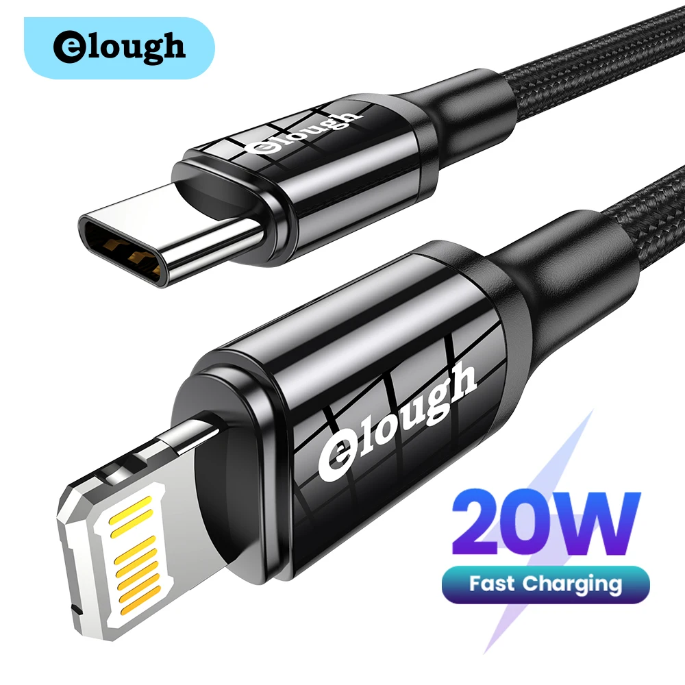 Elough-Cable USB tipo C para iPhone, cargador de carga rápida de 20W,...