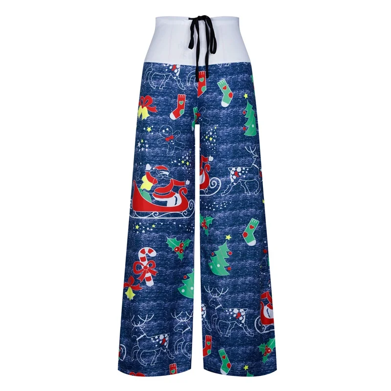 

Women's Christmas Printed Drawstring Palazzo Lounge Pants Wide Leg Home Pants Sleep Pants Sleep Bottoms Pyjamas Pants