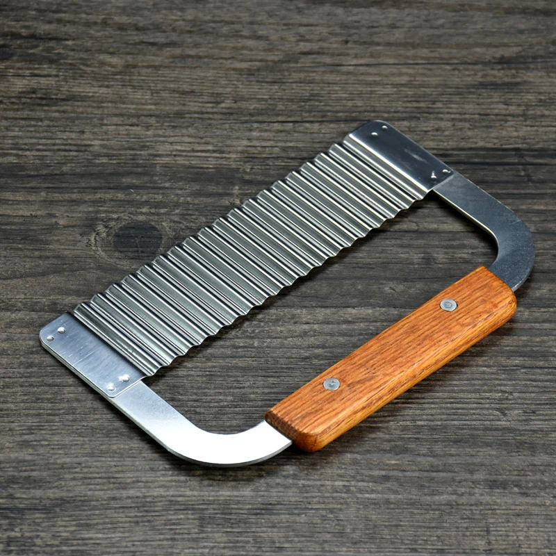 Wooden handle Potato knife wavy potato slicer Serrated Blade fruit vegetable chips fry cutter Chopper Kitchen Accessories | Дом и сад