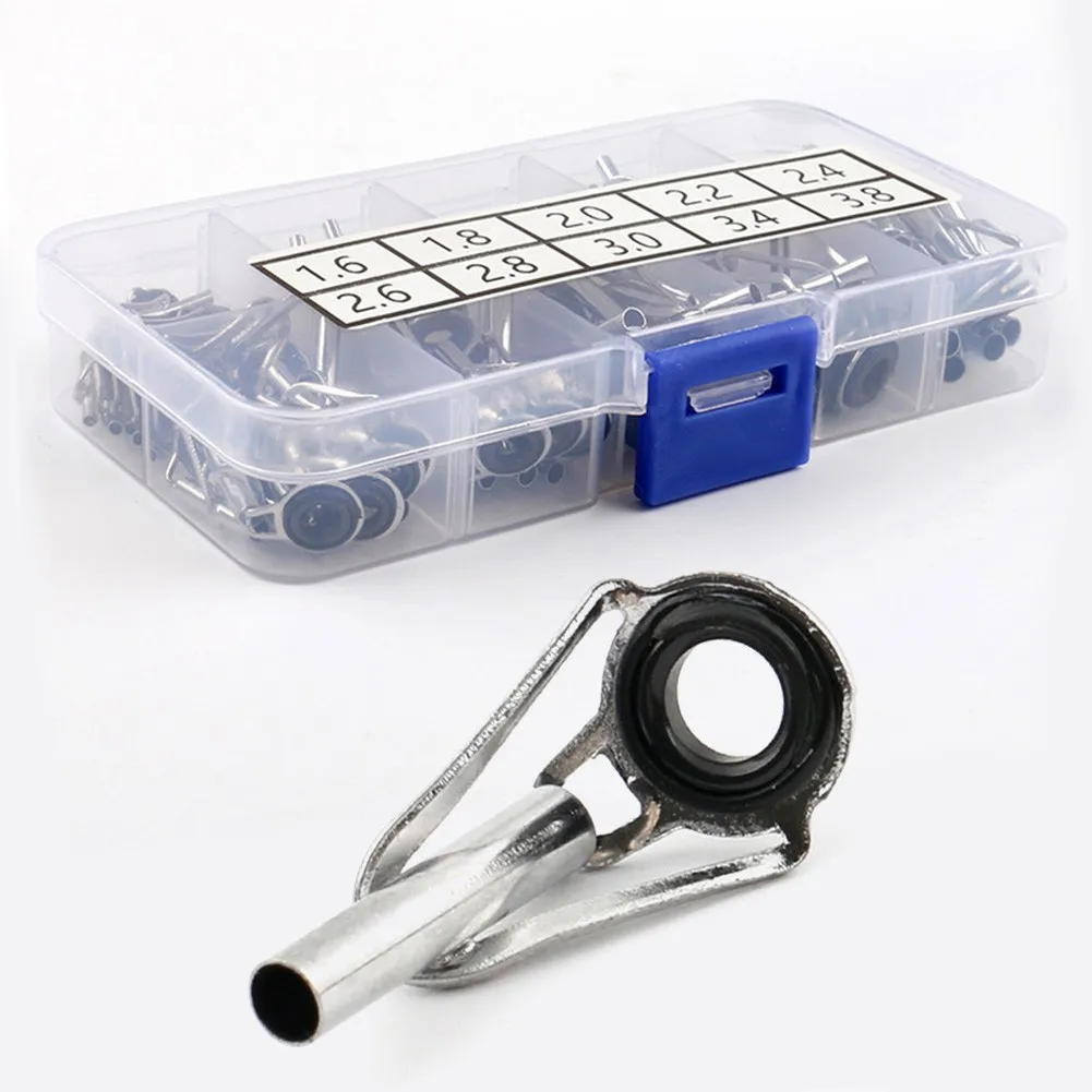 

84pcs/Box Sea Fishing Rod Line Guide Tip Repair Kit Set DIY Eye Rings Ceramics 10 Different Sizes Rock Tackle Pesca Accessory