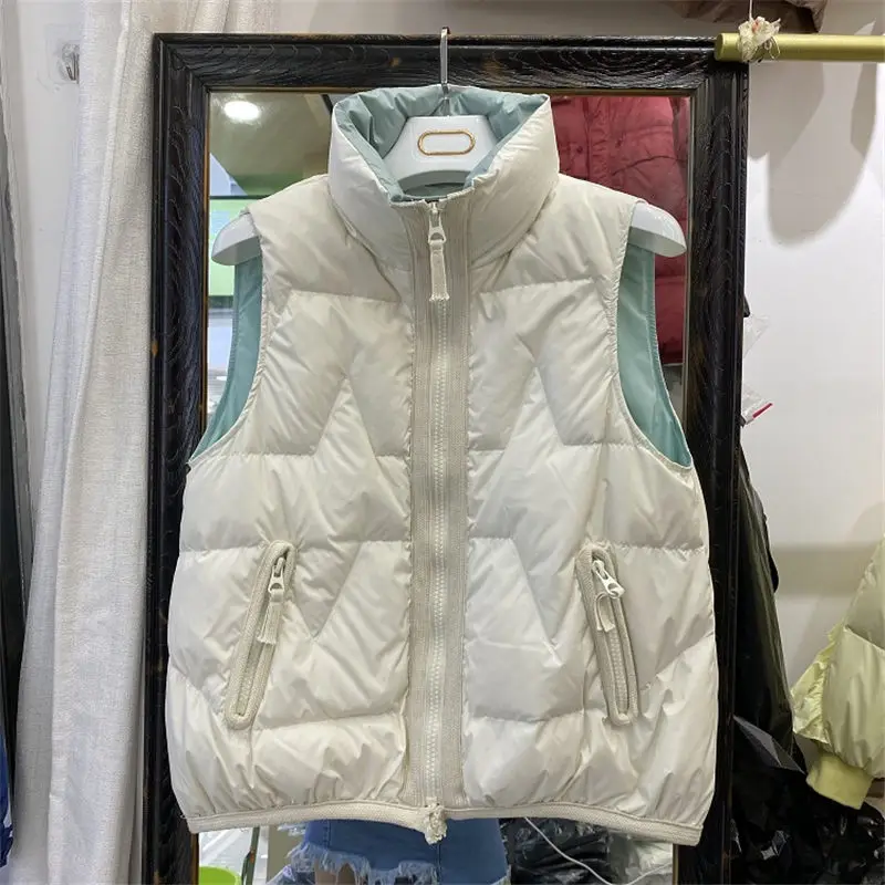

Women's Down Vest Ultralight Short White Duck Down Jacket Coats New Winter Fashion 2021 Korean Style Sleeveless Waistcoat M984