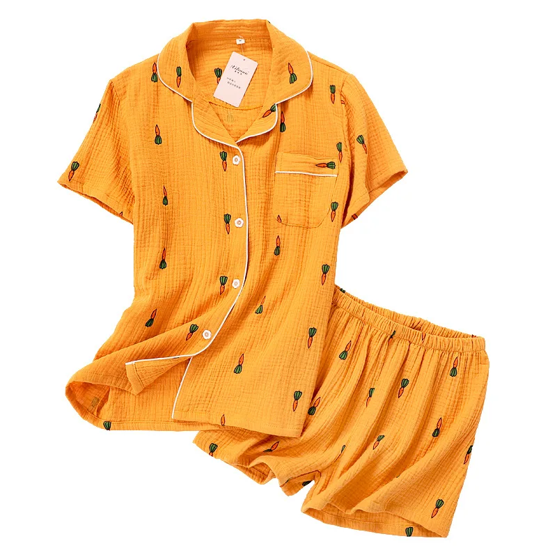 Хлопковый женский пижамный комплект удобная летняя одежда для сна с отложным