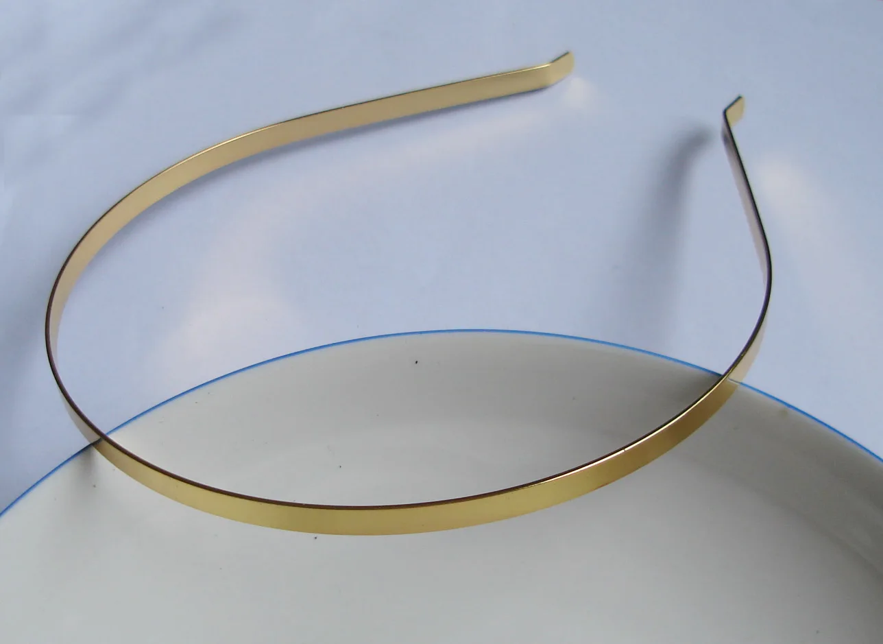 

Золотые простые металлические головные повязки для волос с изогнутым концом 5 мм, качество без никеля и свинца, выгодная покупка оптом, 10 шт.