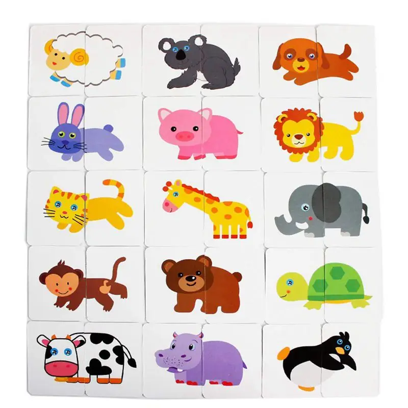 

Baby Infant 32pcs Flash Card Jigsaw cognition puzzle Shape Matching Puzzle Cognitive Learning Early Education Card Learning Toys