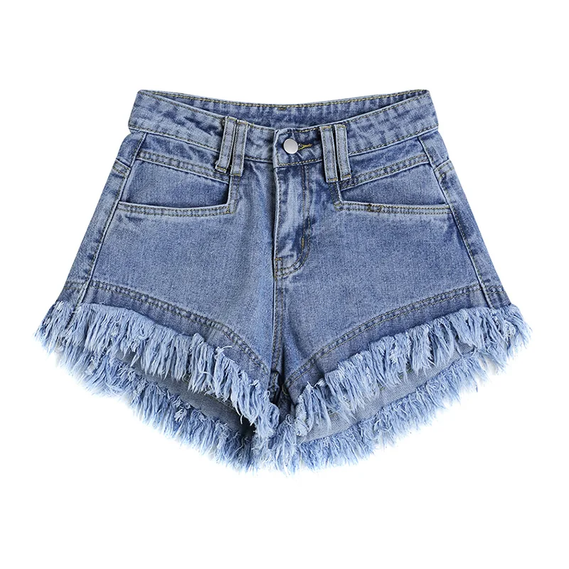 

Abfer Plus Size Korean Fashion High Waisted Tassel Denim Shorts Women 's Summer 2021 New Popular Hot Girls Loose Hot Pants Kpop