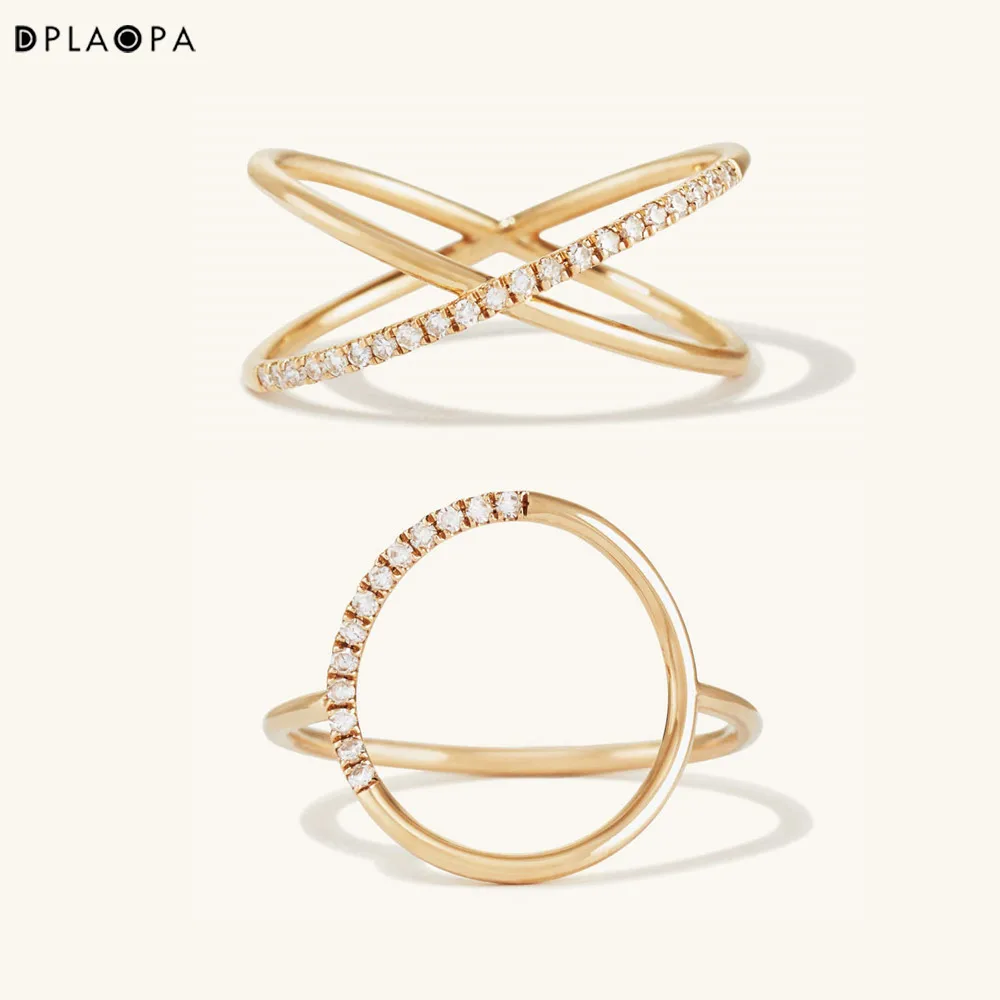 

DPLAOPA New 925 Sterling Silver O X Ring Zircon CZ Circle Round Cross Line Size Rings New 2021 Women Wedding Party Jewelry