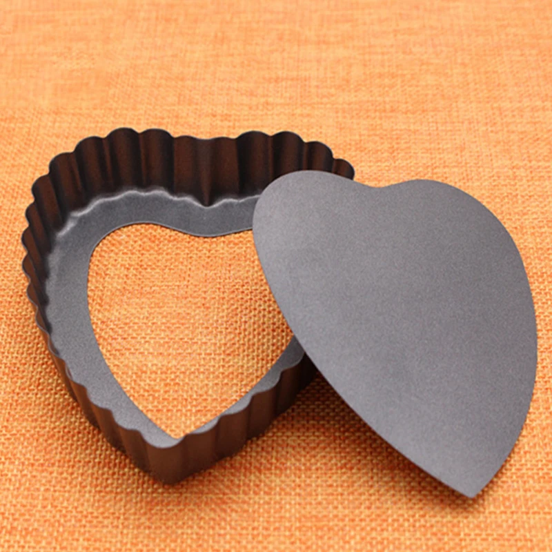 

4inch Mini Pie Muffin Cupcake Pans Non-Stick Tart Quiche Flan Pan Molds Pie Pizza Cake Mold Removable Loose Bottom Heart Shape