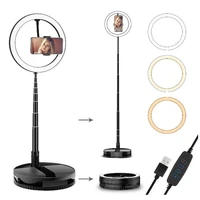 10inch photography led selfie ring light dimmable camera phone ring lamp with phone holder and clip foldable broadcast lights