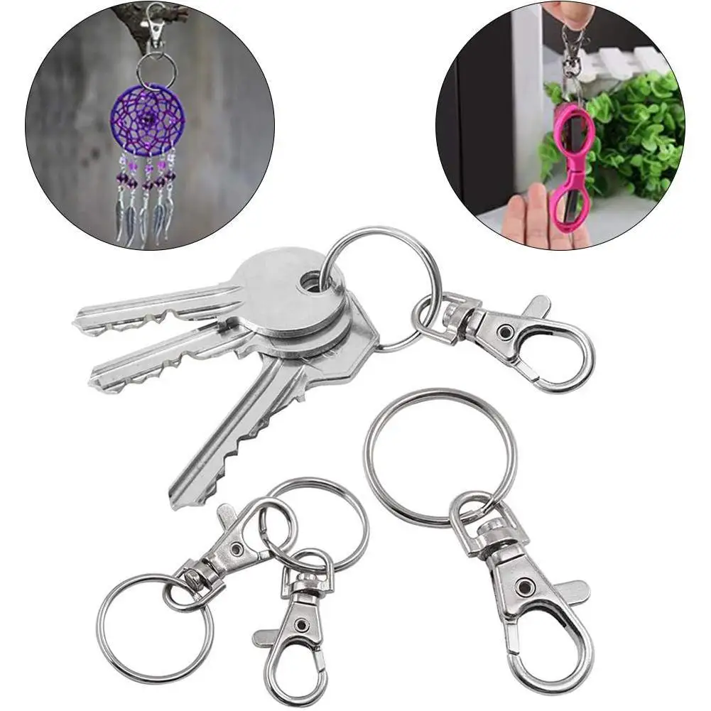 

30PCS/lot Classic Key Chain Ring Metal Swivel Lobster Clasp Clips Key Hooks Outdoors Keychain Split Ring DIY Bag Jewelry