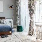 Занавески из ткани, Современные Простые занавески из полихлопка, занавески с принтом для гостиной, спальни, просвечивающие (затенение 41%-85%)