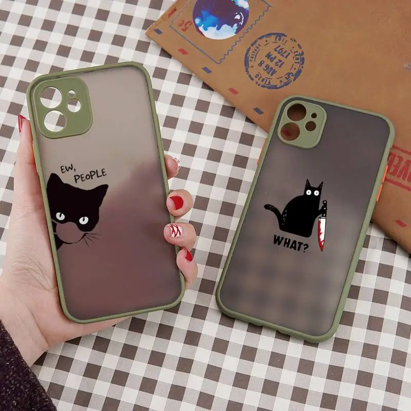 

Cute funny cat animal design Phone Case matte transparent For iphone 7 8 11 12 plus mini x xs xr pro max cover