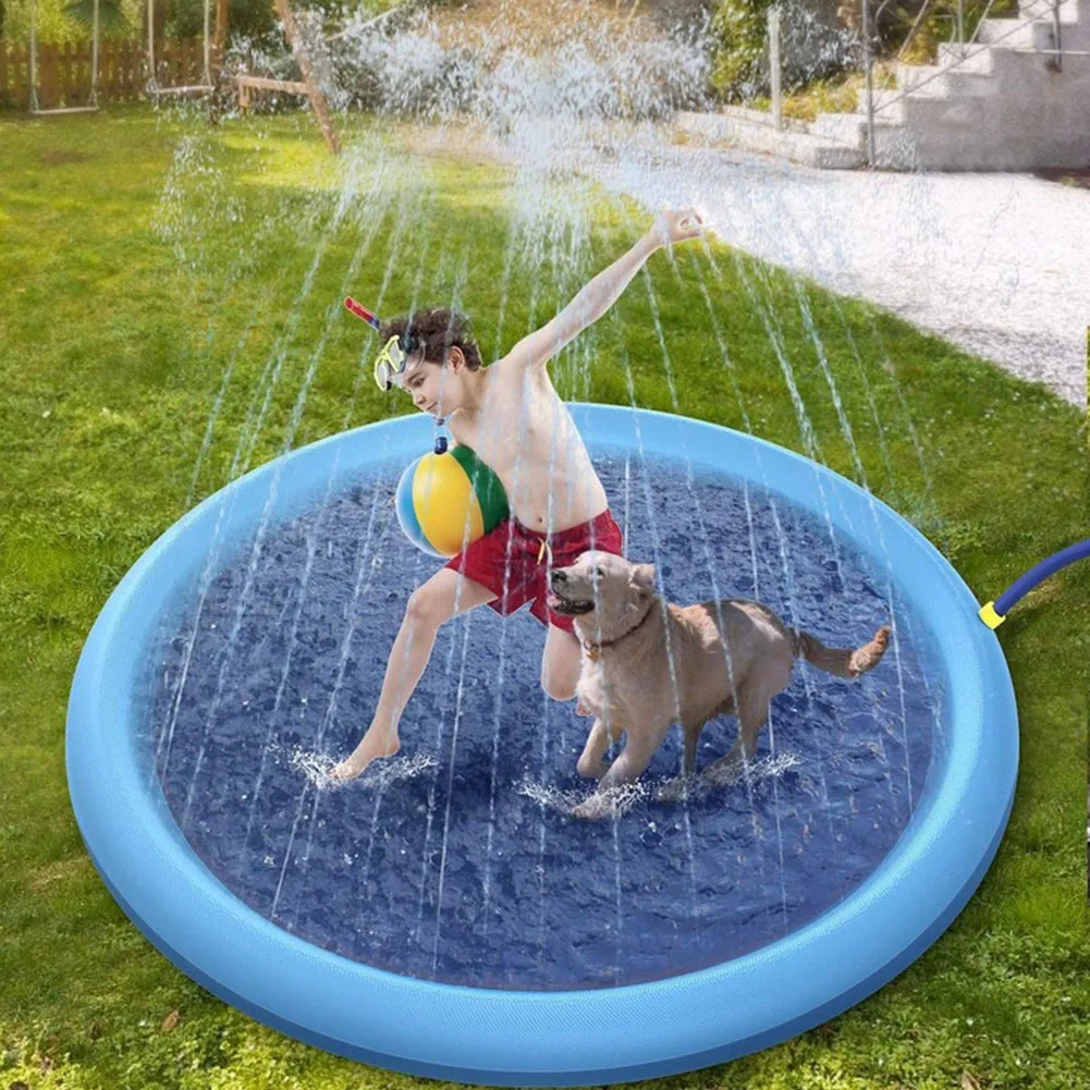 

New Inflatable Splash Pad Sprinkle Splash Play Mat Outdoor Backyard Sprinklers Toys For Kids Dog Fountain Baby Water Wading Pool