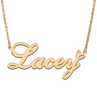 love heart lacey name necklace for women stainless steel gold silver nameplate pendant femme mother child girls gift