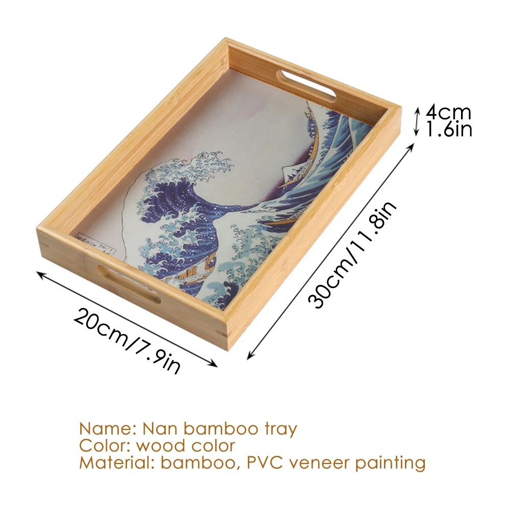

Wooden Bamboo Serving Tray Tea Cup Saucer Trays Fruit Plate Japanese style Pallet Plate Decoration for Household Restaurant