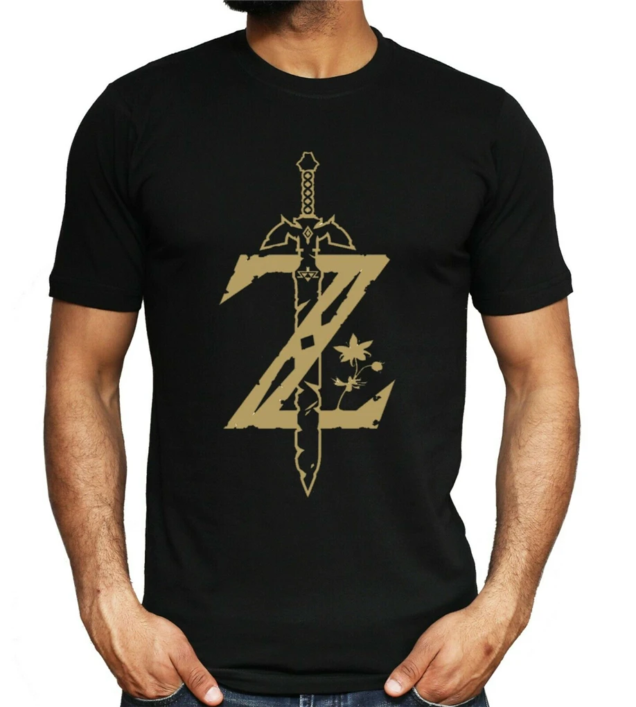 Legend Of Zelda футболка с золотым принтом Мужская унисекс рисунком| |