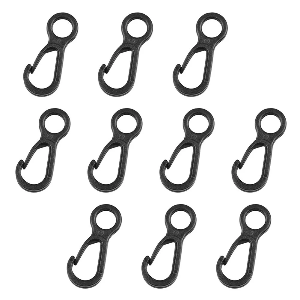 

10 Pcs Black Plastic Quick Release Key Rings Spring Clip Mini Carabiner Outdoor Climbing Backpack Clasps Paracord Snap Hook Clip