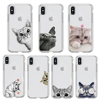 cat funny cute animal art pattern phone case transparent soft for iphone se 6 6s 7 8 11 12 13 plus mini x xs xr pro max