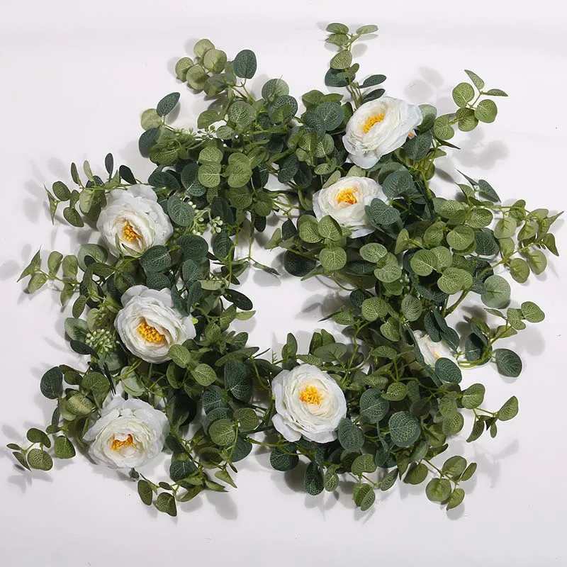 New camellia with berries flower vine money leaf simulation eucalyptus without shipping 7.23 | Дом и сад