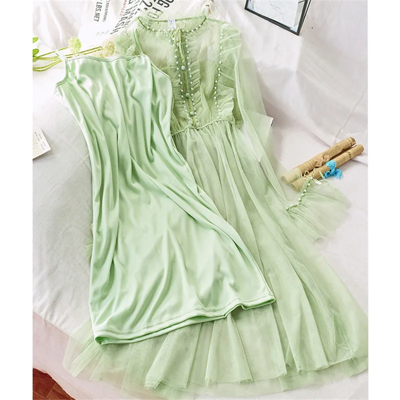 Новинка Осеннее длинное плиссированное платье из двух частей женское милое