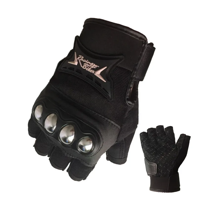 Half finger Black Перчатки для мотокросса с сенсорным экраном, перчатки для мотокросса из нержавеющей стали, перчатки для картинга, перчатки для гонок, летние перчатки для мотокросса Guantes Luvas - Цвет: Half finger Black