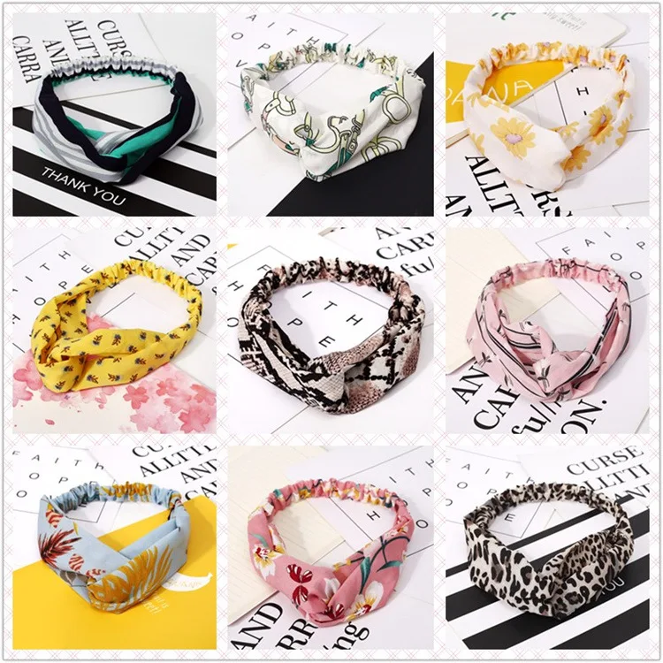 Женский винтажный ободок с узлом модная повязка на голову цветочным принтом