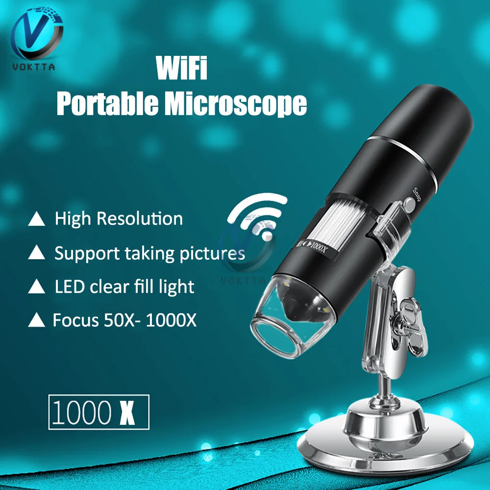 Microscope numérique WIFI 50-1000X 8 LED caméra loupe 1000X électronique stéréo USB caméra Endoscope