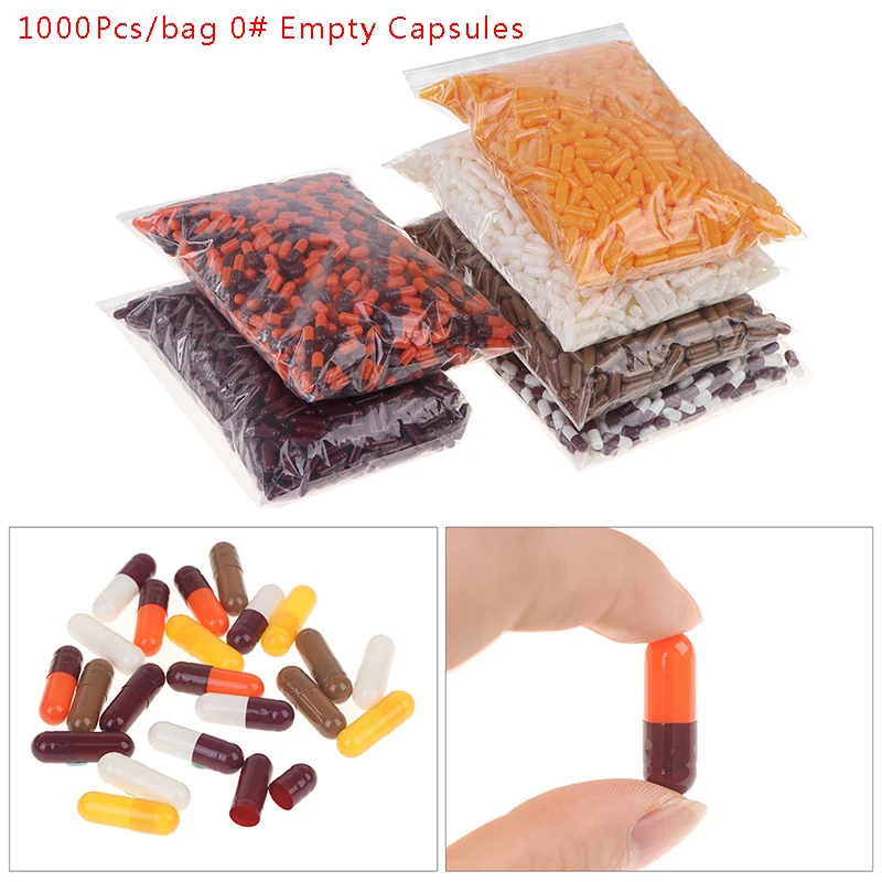 1000pc/bag 0#Empty Gelatin Capsule Gelatin Capsule Empty Hard Gelatin Capsule Clear Kosher Gel For Medicine Pills Refill Storage