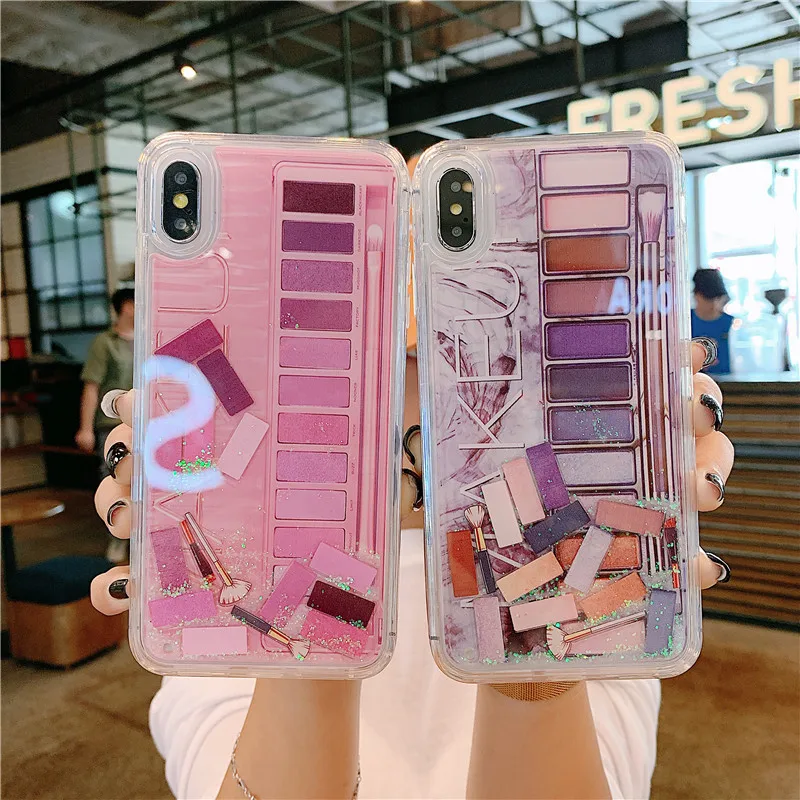 Макияж тени для век Блеск чехол телефона iphone 11 Pro XS Max XR X 6 6s 7 8 plus динамическая