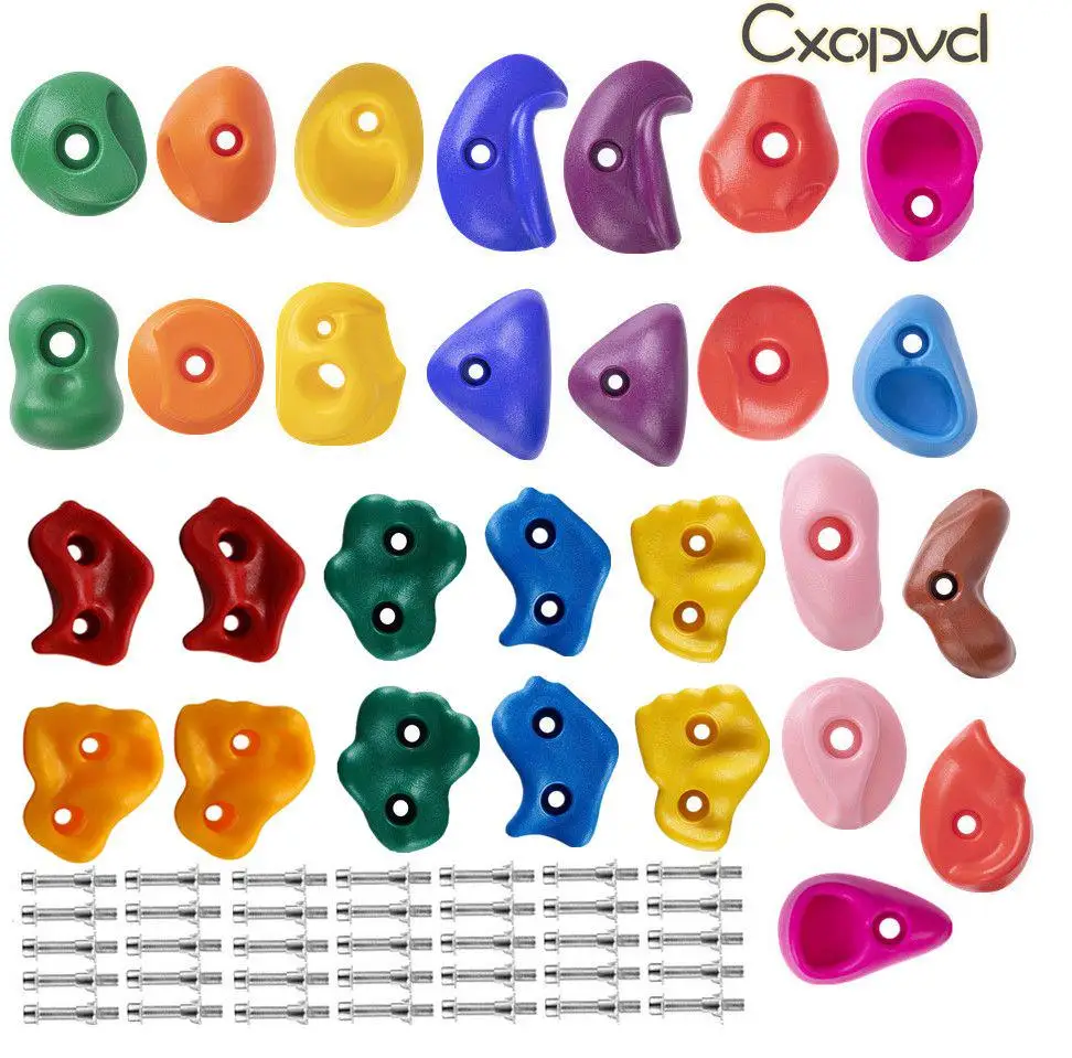 

29 PCS Rock Climbing Holds Set with Mounting Screws and Hardware for DIY Kids Indoor and Outdoor Play Set