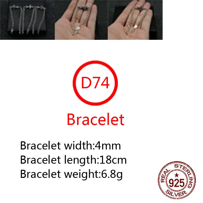 

D74 s925 sterling silver bracelet retro style punk cross punk style hip-hop tide brand personality domineering jewelry