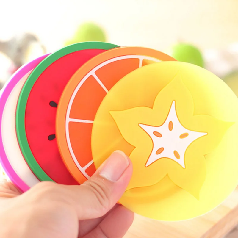 

Fruit Shape Cup Coaster Silicone Cup Pad Slip Insulation Pad Cup Mat Hot Drink Holder Mug Stand Home Placemat for Dining Table
