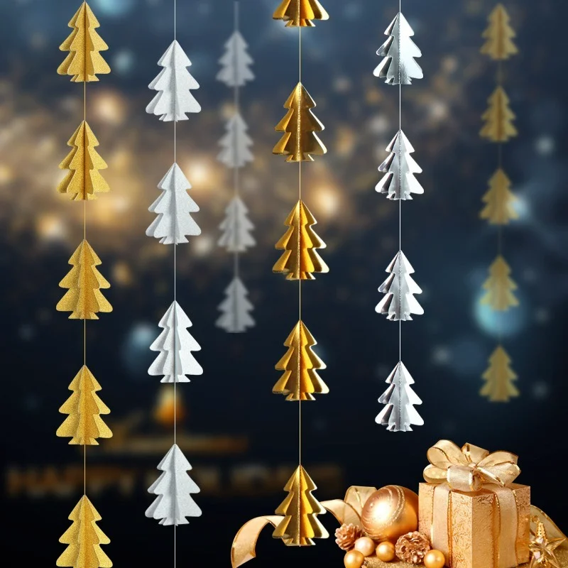 

Christmas decorations Christmas pendant three-dimensional Christmas tree flag and flower decoration window party Pendant