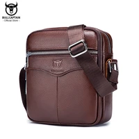 bullcaptain casual mens messenger shoulder bag high quality smooth hardware zipper pocket leather shoulder bag for men