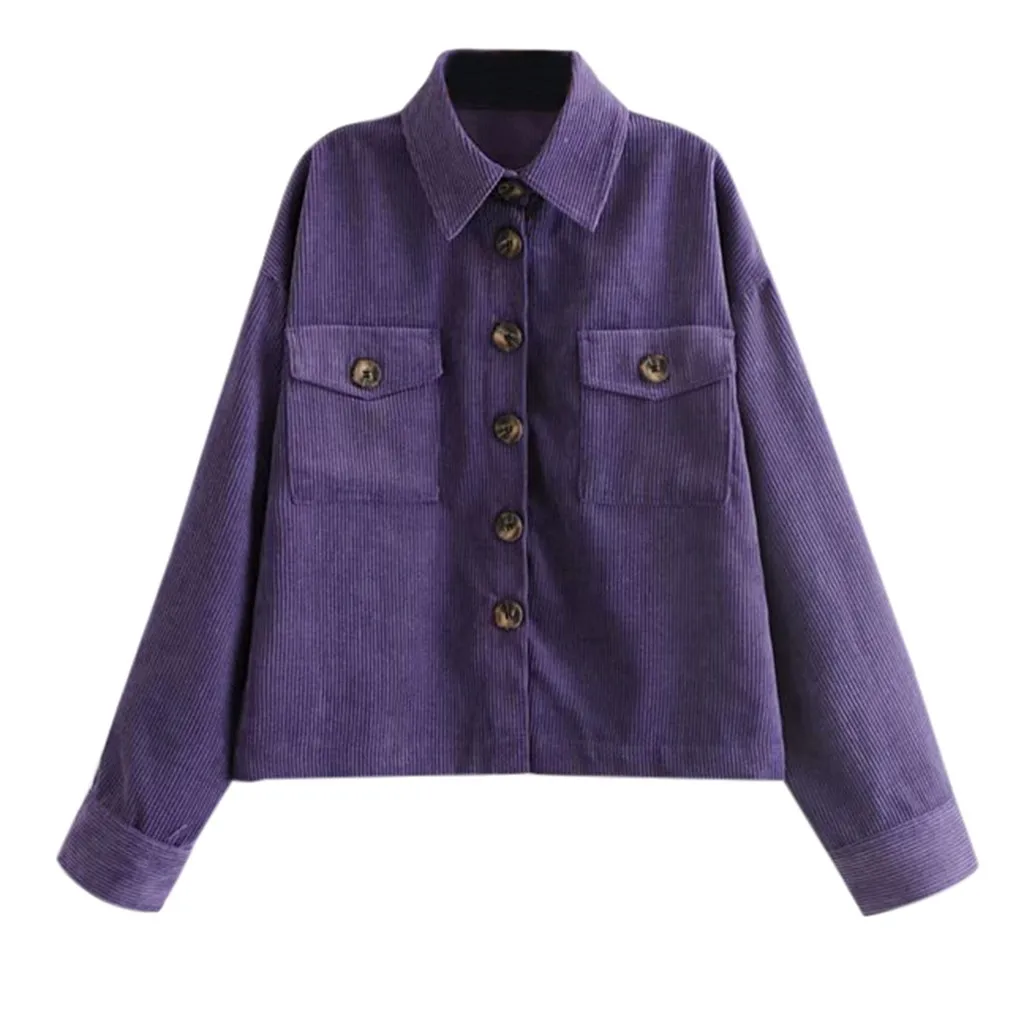 Женская бейсбольная Вельветовая куртка топ свободная рубашка с отворотом пальто