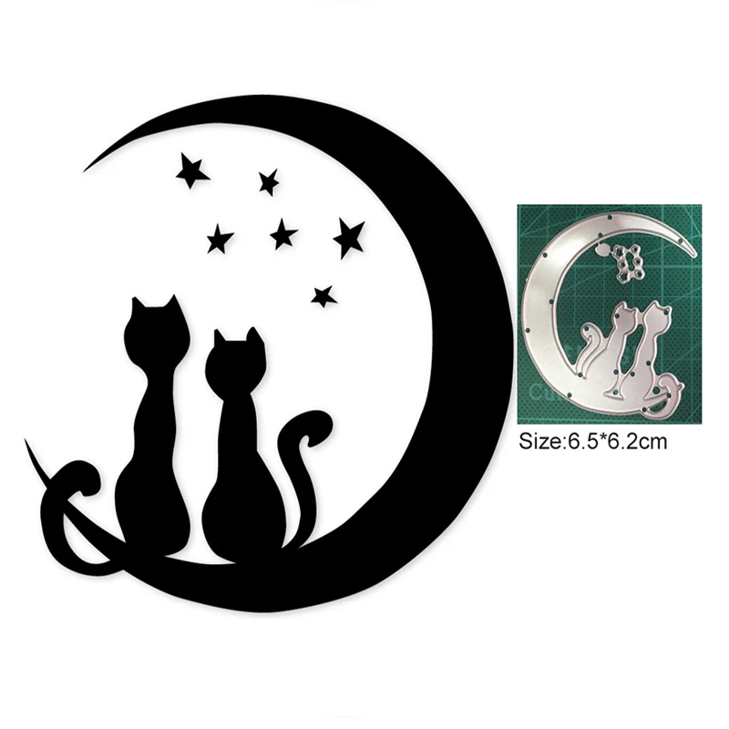 

Lovely Kitty Cat anding on the Moon 2021 New Metal Cutting Dies Cute Animal Stencil For DIY Scrapbooking Card Decor Embossing