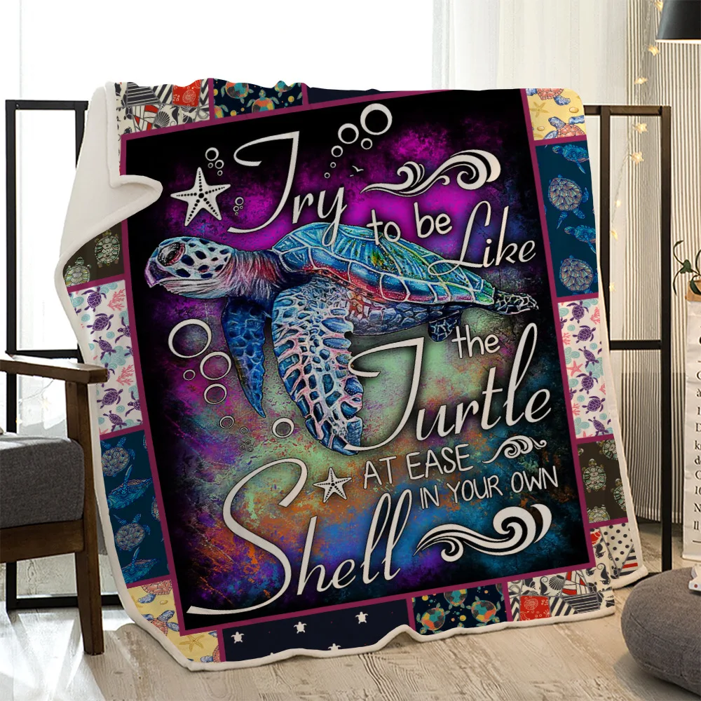 Sea animal dog Turtle and Wolf pattern Plush Blanke For Adults Kids Watching TV Reading Winter Warm Fleece Throw Blankets | Дом и сад