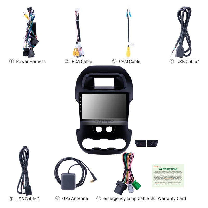 Автомагнитола Harfey для Ford Ranger 2011-2014 9 дюймов Android 8 1 Bluetooth сенсорный экран HD