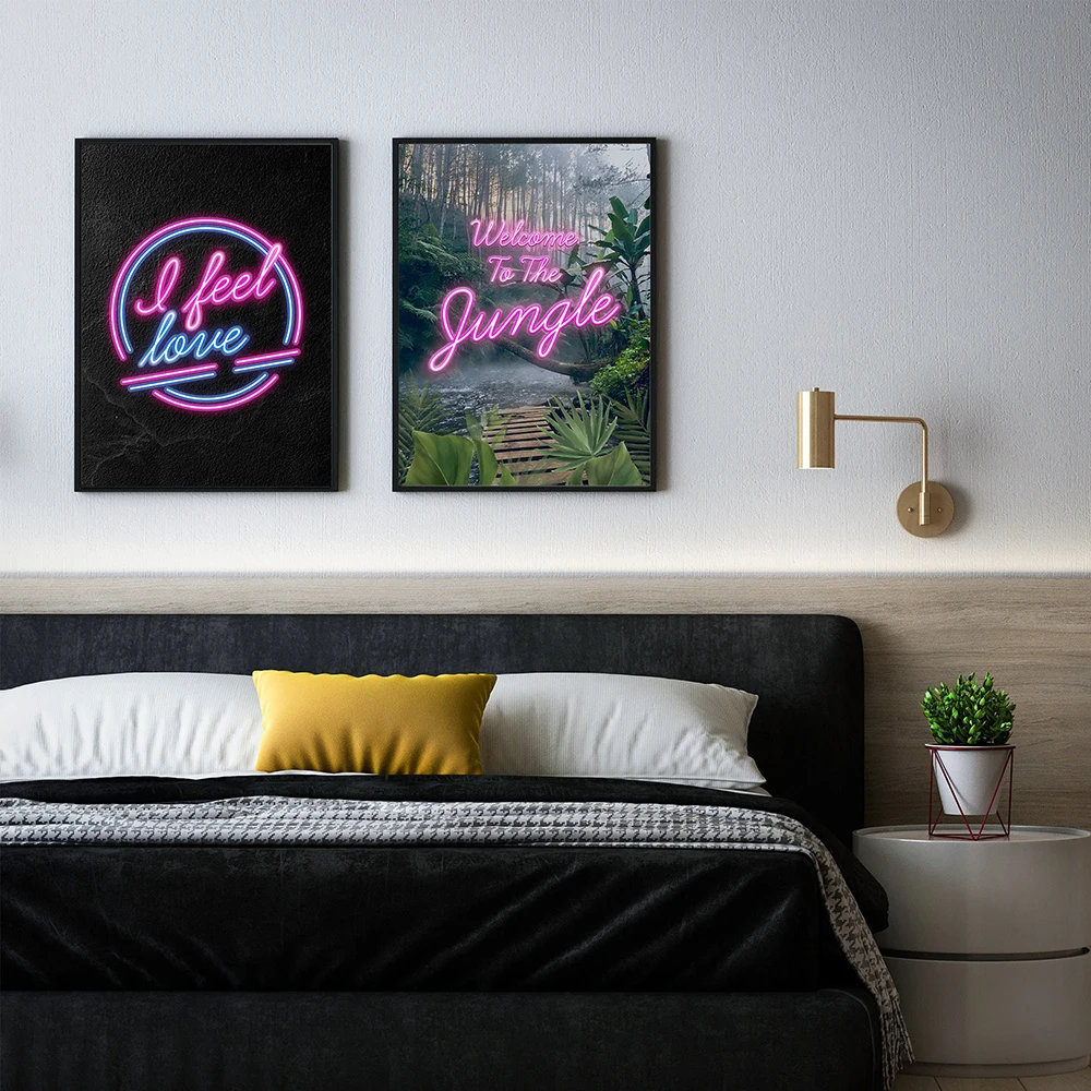 Постер настенный неоновый с рисунком в стиле диско Картина на холсте дзен-Будда