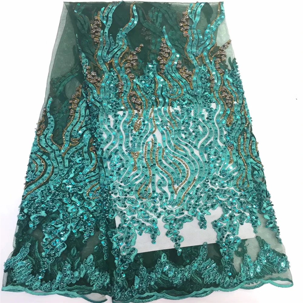 New Style French Nigerian Sequins Mesh Lace African Tulle Sequence Fabric High Quality For Wedding Dress 5 Yards | Дом и сад