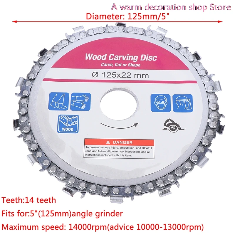 

5 Inch Grinder Disc And Chain 14 Tooth Fine Abrasive Cut Chain For 125x22mm Angle Grinder