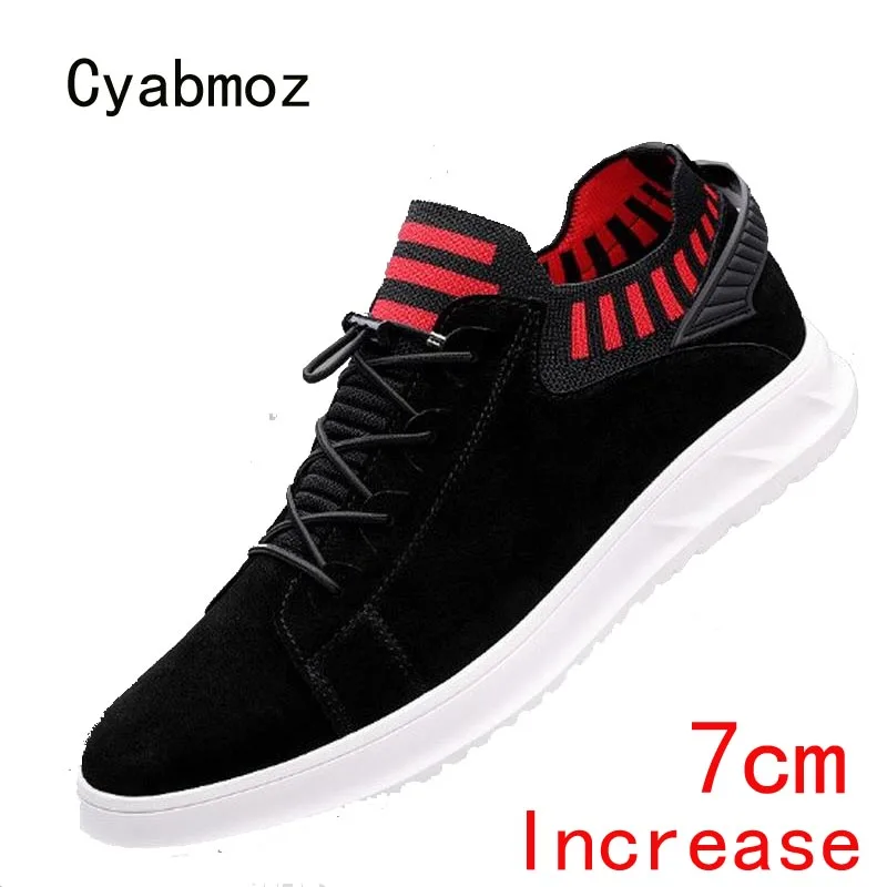 

Cyabmoz Men sneakers Fashion Casual Elevator 7CM Height incresing shoes Outdoor Breathable Work shoes Leisure New Man Shoe Black