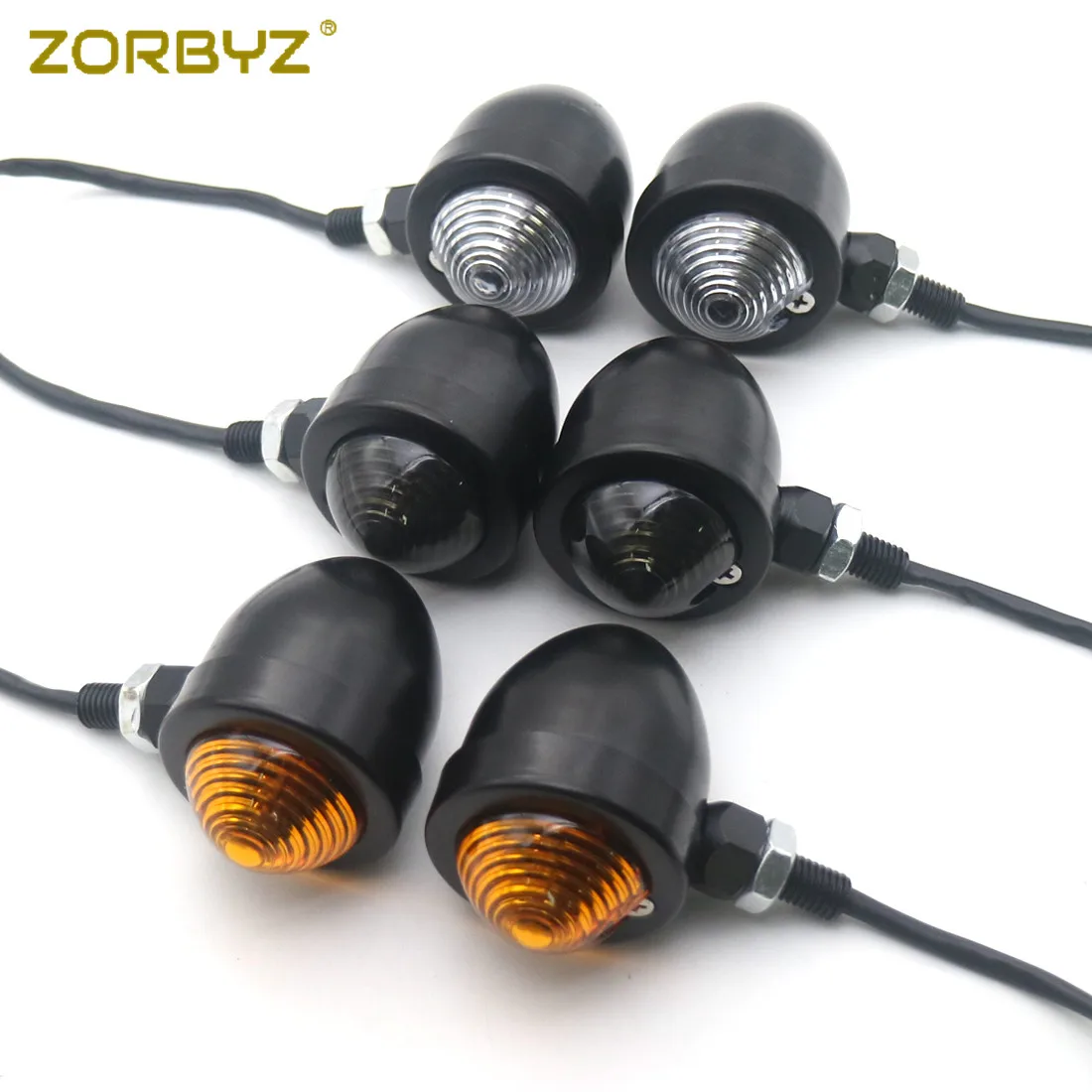 ZORBYZ черный металл пуля дым/янтарный/прозрачные линзы указатели поворота