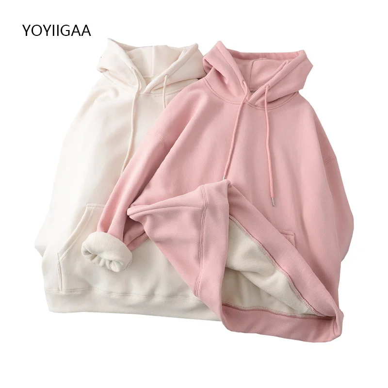 

Autumn Winter Women Fleece Hoodies Oversized Sweatshirt Tops Long Sleeve Ladies Pullover Hoodie Streetwear Female Hooded Tops