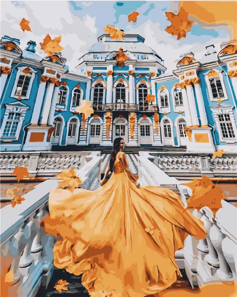 

DIY Landscape Painting By Numbers Artwork Modern Wall Art Acrylic Coloring Architecture Paint On Canvas For Home Decors