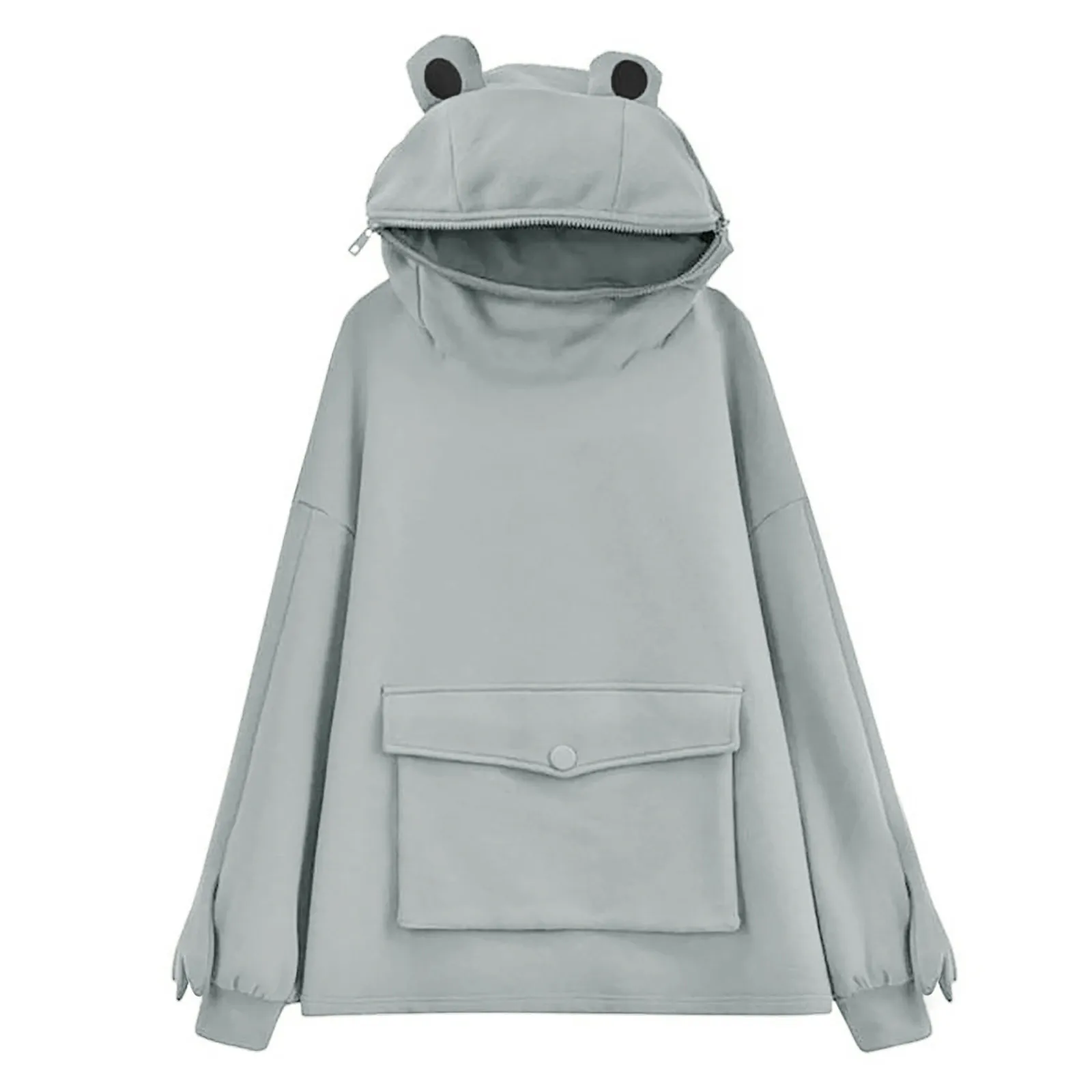 

Fashion New Style Blouse For Women's Stitching Full Length Three-dimensional Pocket Catton Cute Design Pullover Sweatershirt #SR
