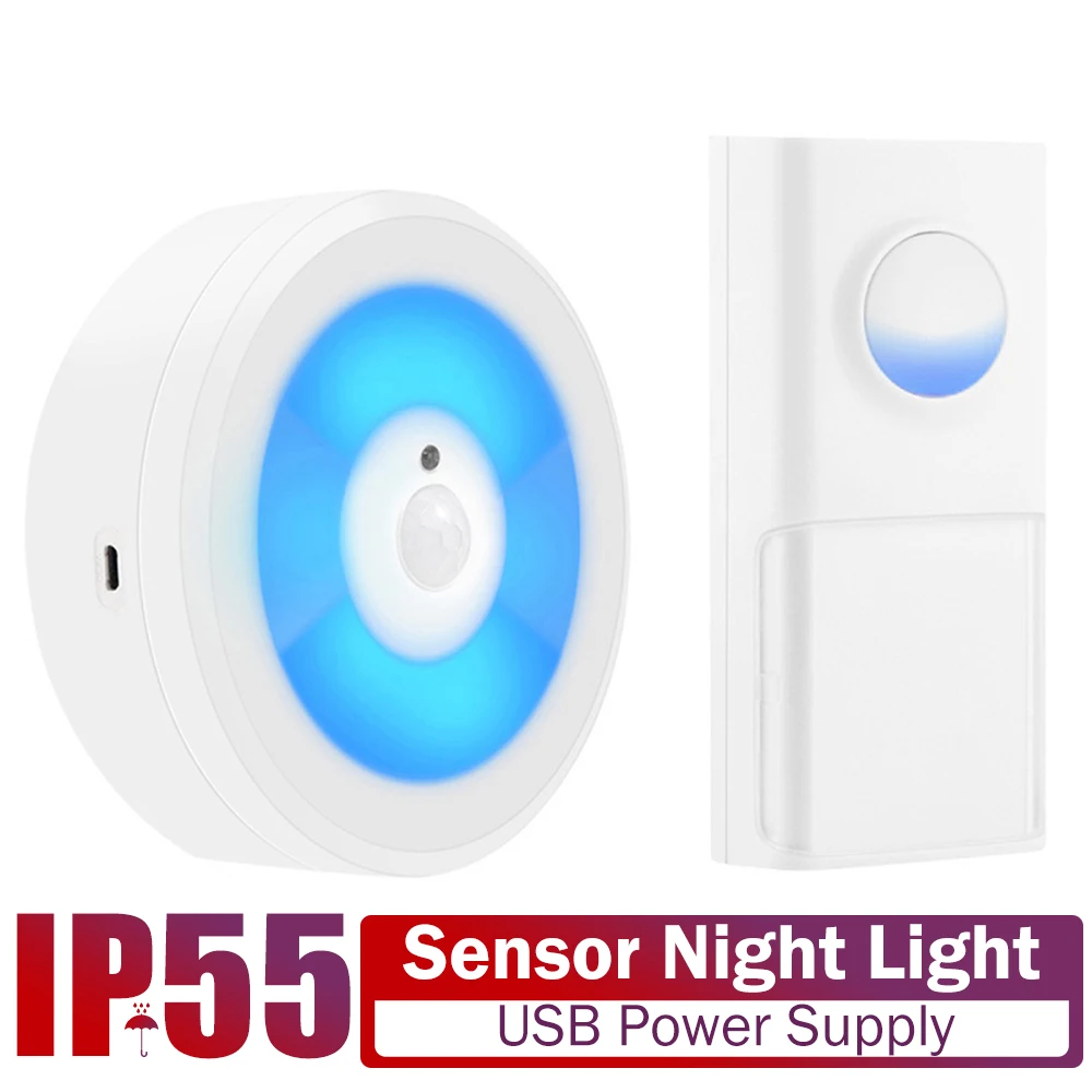 USB Powered IP55 Waterproof Wireless Smart Doorbell Door Bell Ring Chime Call 433MHZ LED Night Light Home Plug-Free